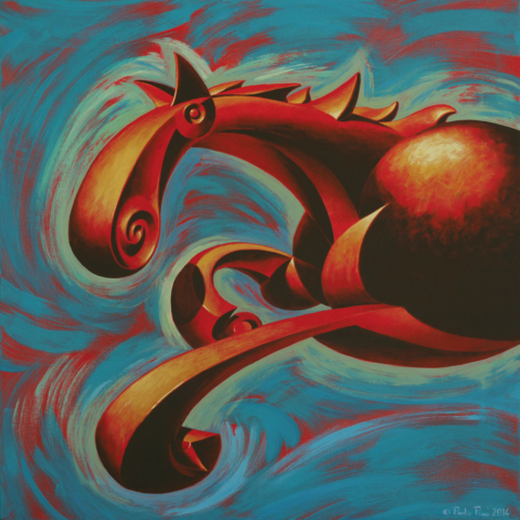 © Paolo Rui; painting; acrylic and oil on canvas; horse; futurism; Boccioni
